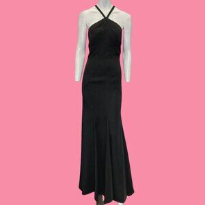 Dave and Johnny Classic Halter Crossback Gown Black Size 11/12 NWT
